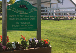 Michigan Centennial Farm Sign in Summer