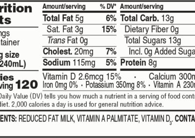 2 Percent Reduced Fat Milk Pint NFP
