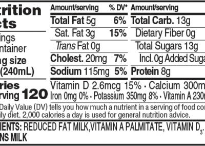 2 Percent Reduced Fat Milk Quart NFP